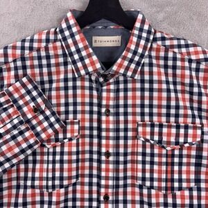 7 Diamonds Long Sleeve Shirt Mens‎ XL Red Blue Check Pattern Snap Front Western